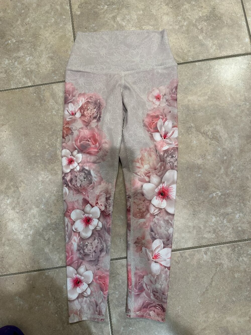 Evolution and Creation Floral Pink and Beige Leggings